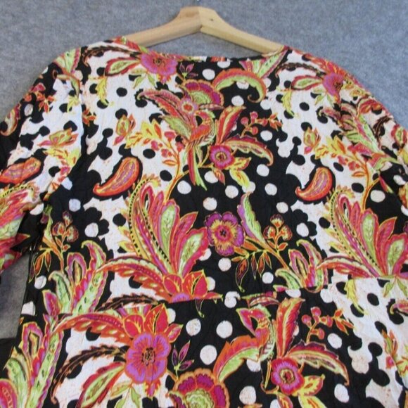 LIV Habitat Womens Midi Dress M Floral Long Sleeve Lagenlook Crinkle Zip Up 244 - Picture 9 of 11